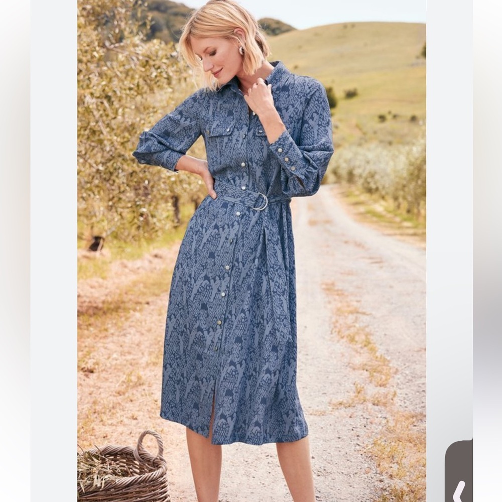 Soft Surroundings Blue Long Sleeve Dress